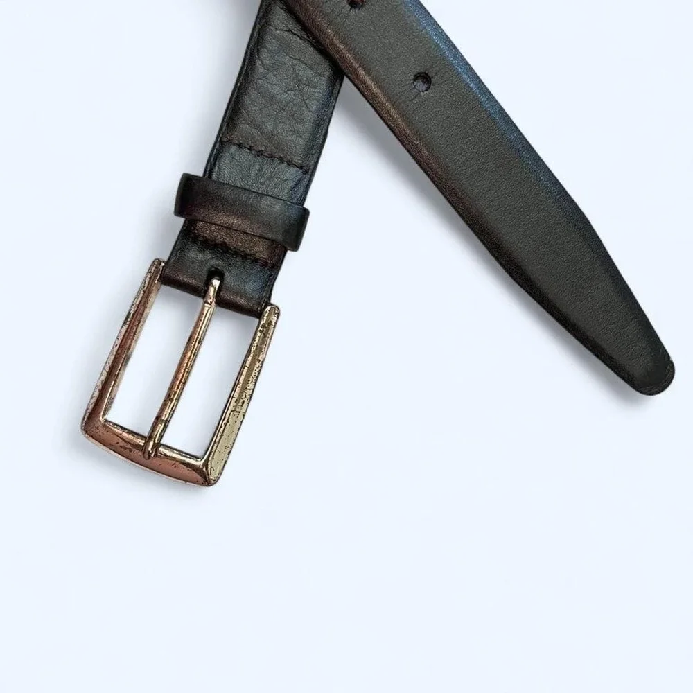 Vintage dark gray leather belt with silver buckle size L by Cipriani